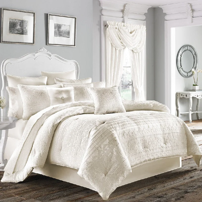 Microfiber - filled comforters that are lightweight and easy to care forFive Queens Court Mackay Woven Scroll Horizontal Stripe 4-piece Comforter Set Microfiber - filled comforters that are lightweight and easy to care forFive Queens Court Mackay Woven Scroll Horizontal Stripe 4-piece Comforter Set