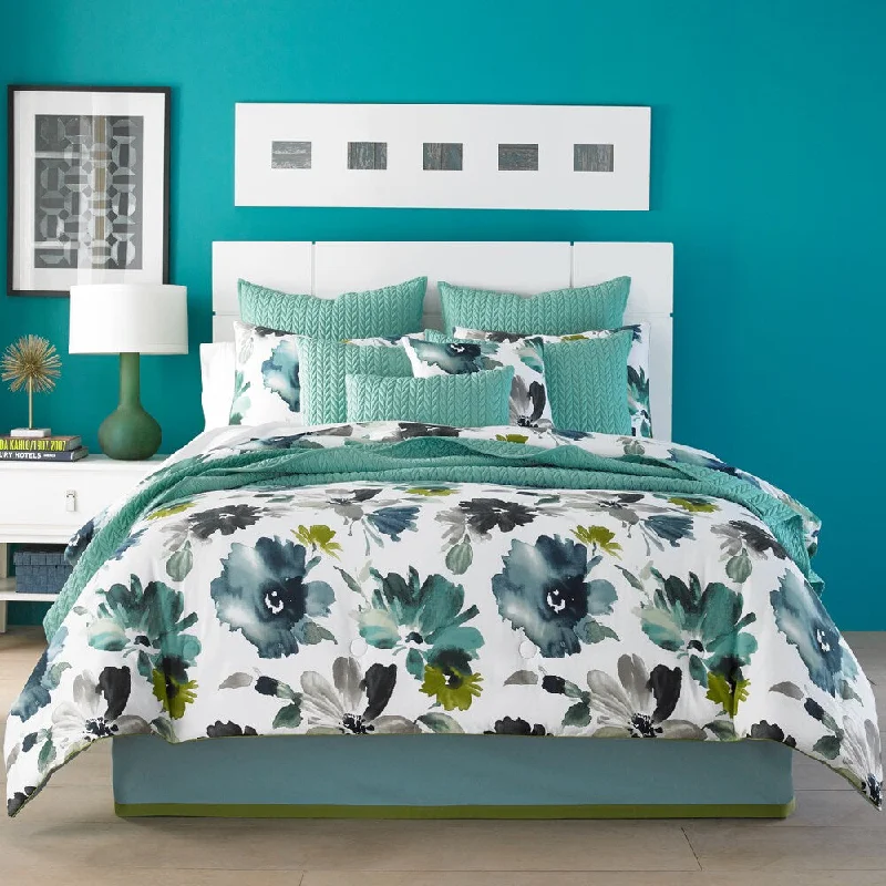 Bamboo - fiber - filled comforters with antibacterial and breathable qualitiesFive Queens Court Mia Teal Cotton Comforter Set Bamboo - fiber - filled comforters with antibacterial and breathable qualitiesFive Queens Court Mia Teal Cotton Comforter Set