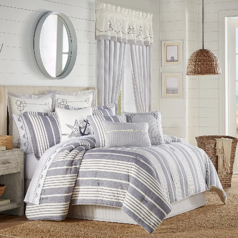 Goose down comforters known for their superior quality and insulationFive Queens Court Shore Coastal 4 Piece Comforter Set