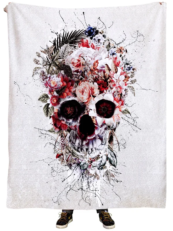 King - size blankets to cover large beds comfortablyFloral Skull Plush Blanket