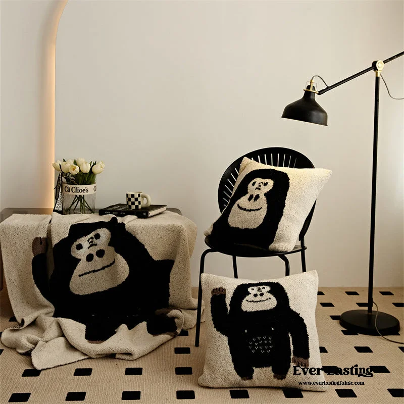 Recycled polyester blankets for an eco - conscious optionGo Go Chimpanzee Blanket & Pillows / Black Recycled polyester blankets for an eco - conscious optionGo Go Chimpanzee Blanket & Pillows / Black