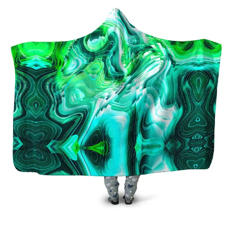 Mohair blankets with a unique sheen and softnessGreen Schism Hooded Blanket