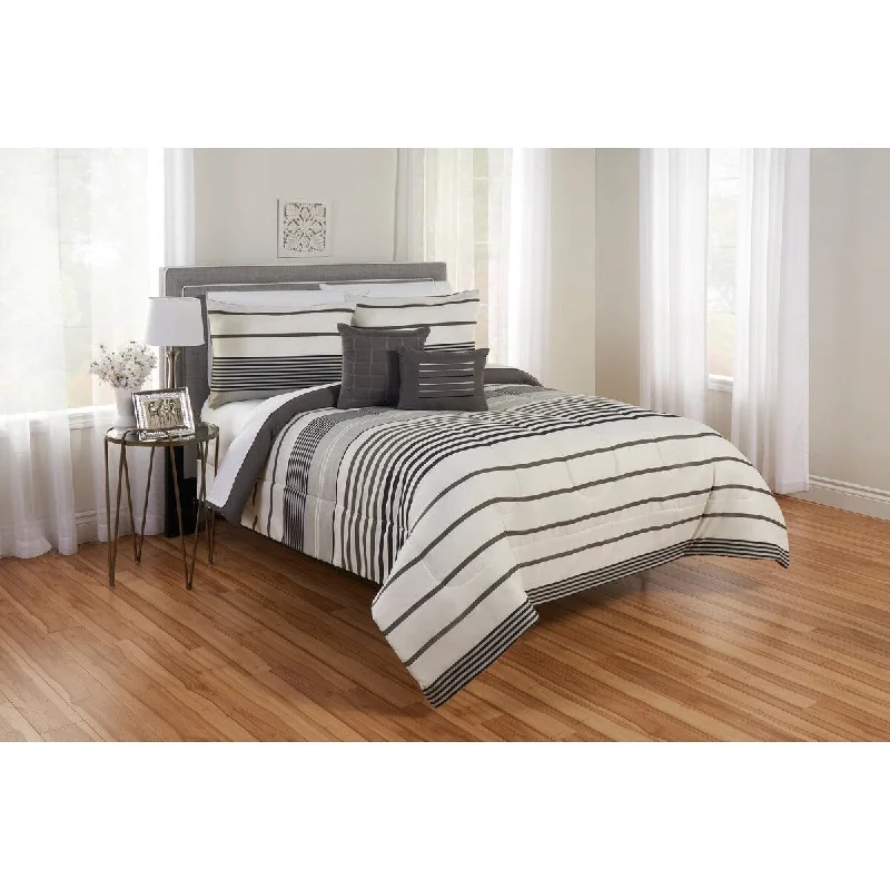 Duck down comforters with a softer feel and good warmth retentionGrey Stripes Reversible Comforter Set Duck down comforters with a softer feel and good warmth retentionGrey Stripes Reversible Comforter Set
