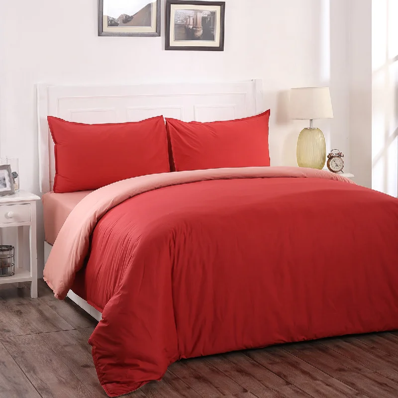 Egyptian cotton duvet covers for a luxurious and soft feelHannah Percale 100% Cotton Reversible Easy Care Lacquer Red/Peach Blossom Duvet Cover with Pillow Case Egyptian cotton duvet covers for a luxurious and soft feelHannah Percale 100% Cotton Reversible Easy Care Lacquer Red/Peach Blossom Duvet Cover with Pillow Case