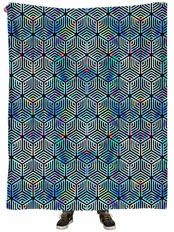 Rayon from bamboo blankets for a silky and breathable feelHolographic Hexagon Plush Blanket Rayon from bamboo blankets for a silky and breathable feelHolographic Hexagon Plush Blanket