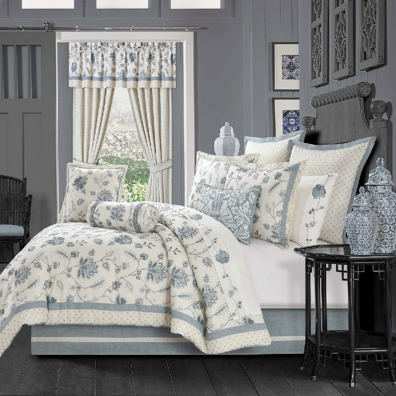 Microfiber - filled comforters that are lightweight and easy to care forJ. Queen New York Blue Garden Comforter Set Microfiber - filled comforters that are lightweight and easy to care forJ. Queen New York Blue Garden Comforter Set