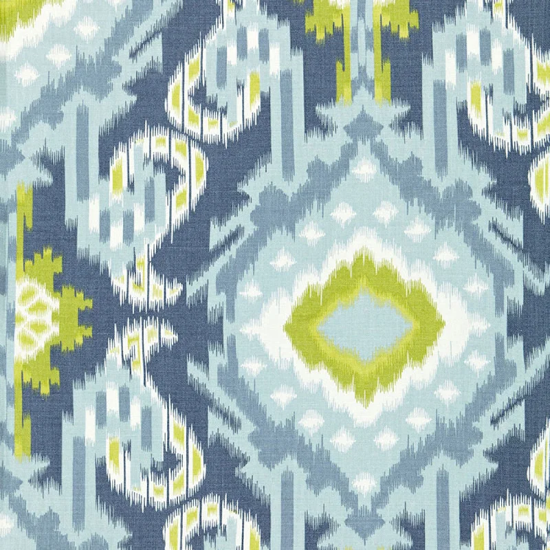 Chenille blankets with a thick and fuzzy textureKiribati Ikat Print in Aquamarine