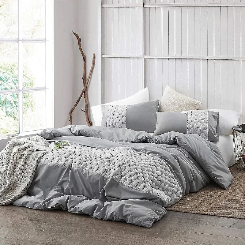 Bamboo - fiber - filled comforters with antibacterial and breathable qualitiesKnit and Loop Textured Oversized Comforter - Alloy/Glacier Gray Bamboo - fiber - filled comforters with antibacterial and breathable qualitiesKnit and Loop Textured Oversized Comforter - Alloy/Glacier Gray