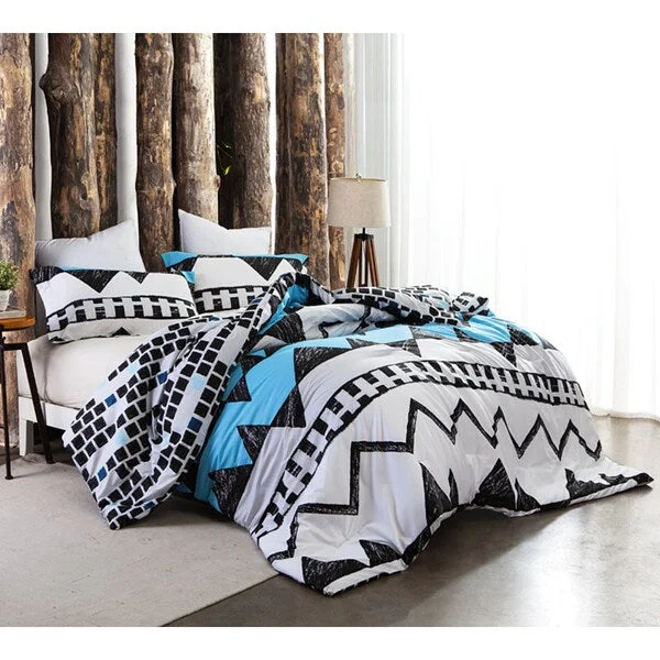 Goose down comforters known for their superior quality and insulationKray Grey/ Blue Geometric Print Comforter (Shams Not Included) Goose down comforters known for their superior quality and insulationKray Grey/ Blue Geometric Print Comforter (Shams Not Included)