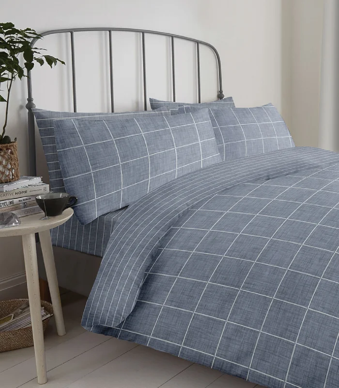 Tie - closure duvet covers with fabric ties for a more decorative and adjustable optionLewis's Reversible Printed Bed In A Bag - Grey Check Tie - closure duvet covers with fabric ties for a more decorative and adjustable optionLewis's Reversible Printed Bed In A Bag - Grey Check