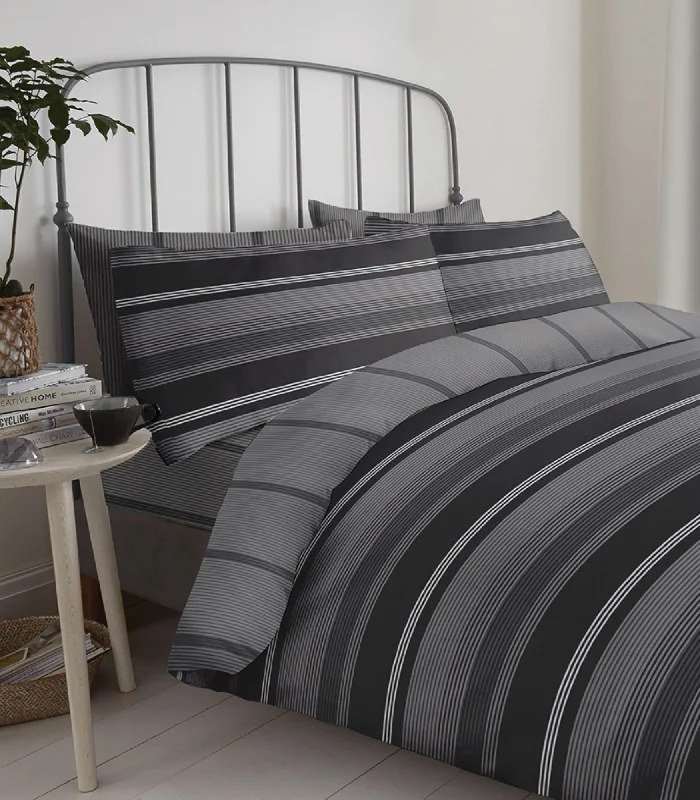Oversized duvet covers that drape beautifully over the sides of the bed for a luxurious lookLewis's Reversible Printed Bed In A Bag - Grey Stripe Oversized duvet covers that drape beautifully over the sides of the bed for a luxurious lookLewis's Reversible Printed Bed In A Bag - Grey Stripe