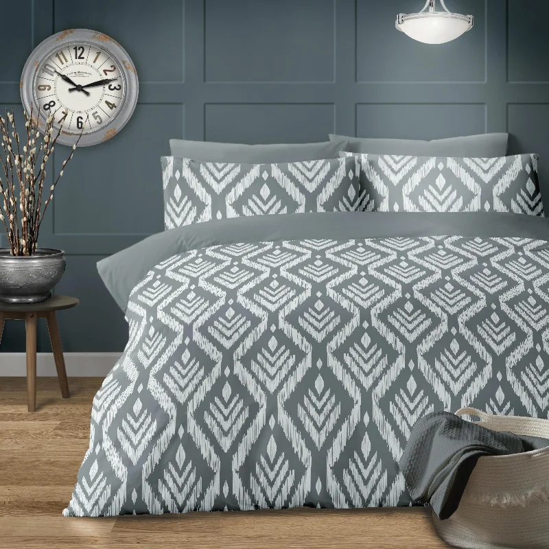 Snap - closure duvet covers for a quick and convenient way to open and closeLewis's Tahlia Ikat Duvet Set - Grey Snap - closure duvet covers for a quick and convenient way to open and closeLewis's Tahlia Ikat Duvet Set - Grey
