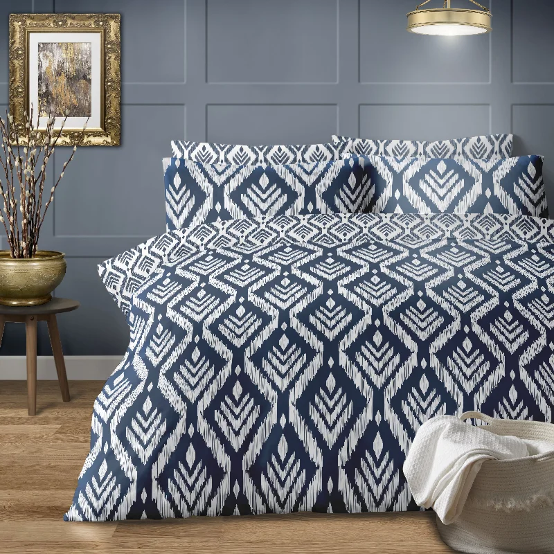 Button - closure duvet covers for a classic and secure fasteningLewis's Tahlia Ikat Duvet Set - Navy