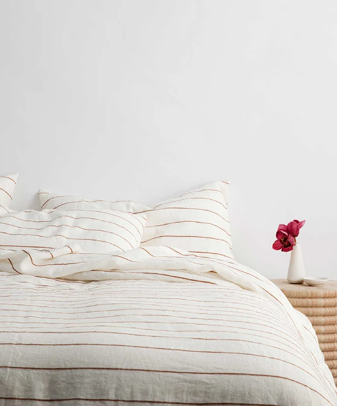 Snap - closure duvet covers for a quick and convenient way to open and closeLinen Duvet Cover Set - Cedar Stripe Snap - closure duvet covers for a quick and convenient way to open and closeLinen Duvet Cover Set - Cedar Stripe