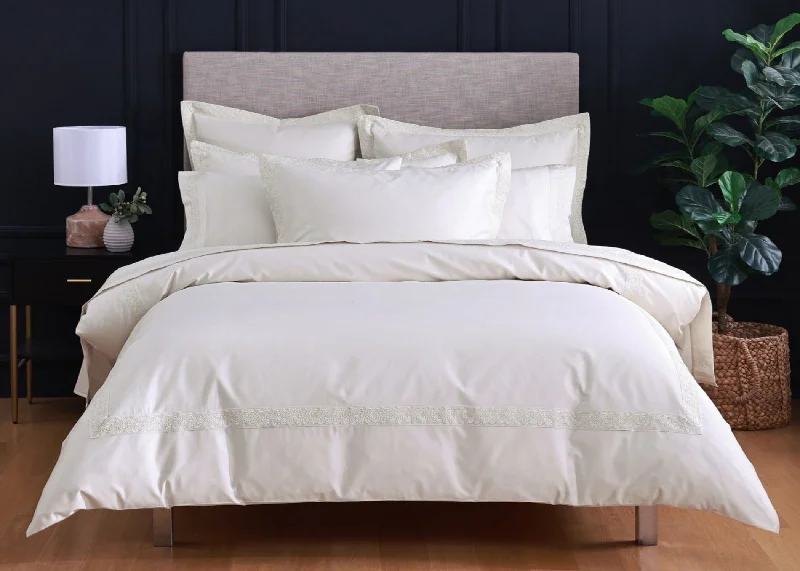 Striped duvet covers with bold or subtle stripes for a classic or nautical feelLinen Obsession "LO Anna Embroidery" 500TC Egyptian Cotton Sateen Bed Linen in Ivory Striped duvet covers with bold or subtle stripes for a classic or nautical feelLinen Obsession "LO Anna Embroidery" 500TC Egyptian Cotton Sateen Bed Linen in Ivory