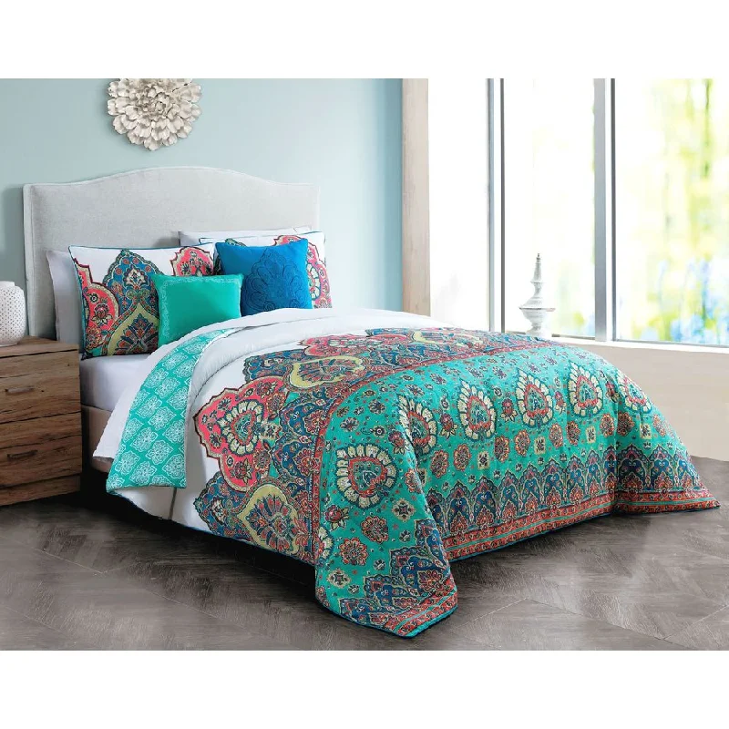 Synthetic - filled comforters like polyester for affordability and hypoallergenic propertiesLivia Reversible Bohemian Comforter Set Synthetic - filled comforters like polyester for affordability and hypoallergenic propertiesLivia Reversible Bohemian Comforter Set