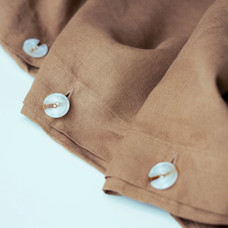 Machine - washable duvet covers for hassle - free cleaningMalt Brown Linen Duvet