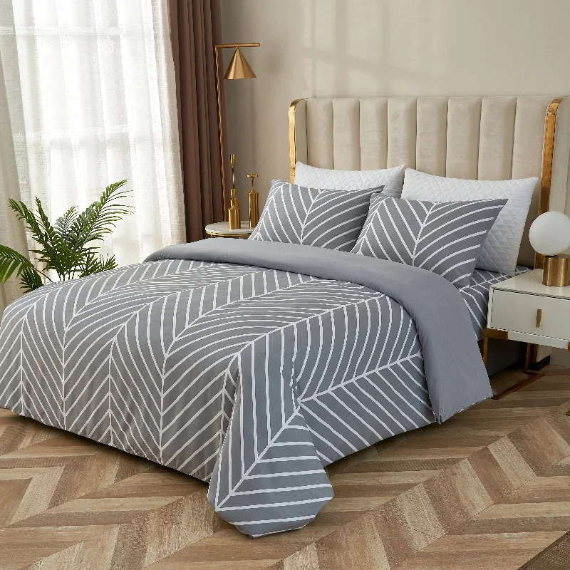 Dry - clean - only duvet covers with high - end materials and delicate designsMicrofibre Soft as Egyptian Cotton Printed Grey Herringbone Duvet Cover Sets Dry - clean - only duvet covers with high - end materials and delicate designsMicrofibre Soft as Egyptian Cotton Printed Grey Herringbone Duvet Cover Sets