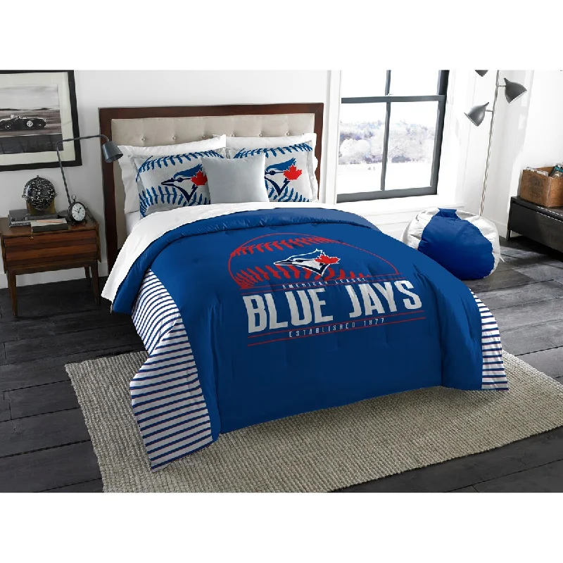 Silk - filled comforters for a luxurious and smooth touchMLB 858 Blue Jays Printed Grandslam Comforter & Shams Set Silk - filled comforters for a luxurious and smooth touchMLB 858 Blue Jays Printed Grandslam Comforter & Shams Set