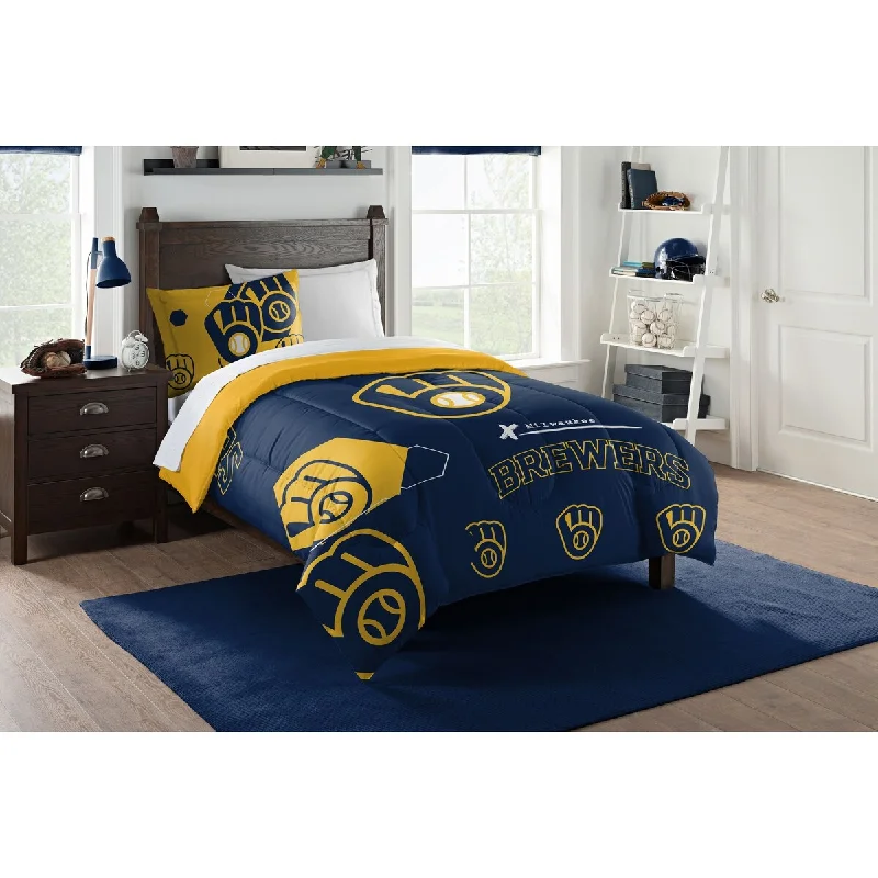 Synthetic - filled comforters like polyester for affordability and hypoallergenic propertiesMLB 862 Brewers Hexagon Twin Comforter Set Synthetic - filled comforters like polyester for affordability and hypoallergenic propertiesMLB 862 Brewers Hexagon Twin Comforter Set