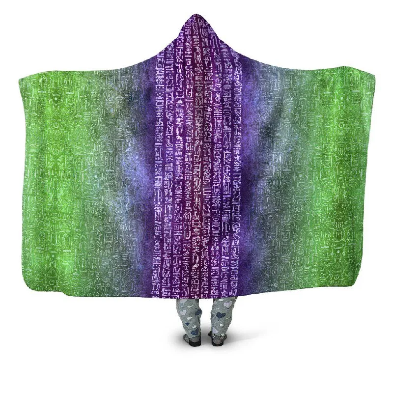 Recycled polyester blankets for an eco - conscious optionNeon Hieroglyph Hooded Blanket Recycled polyester blankets for an eco - conscious optionNeon Hieroglyph Hooded Blanket