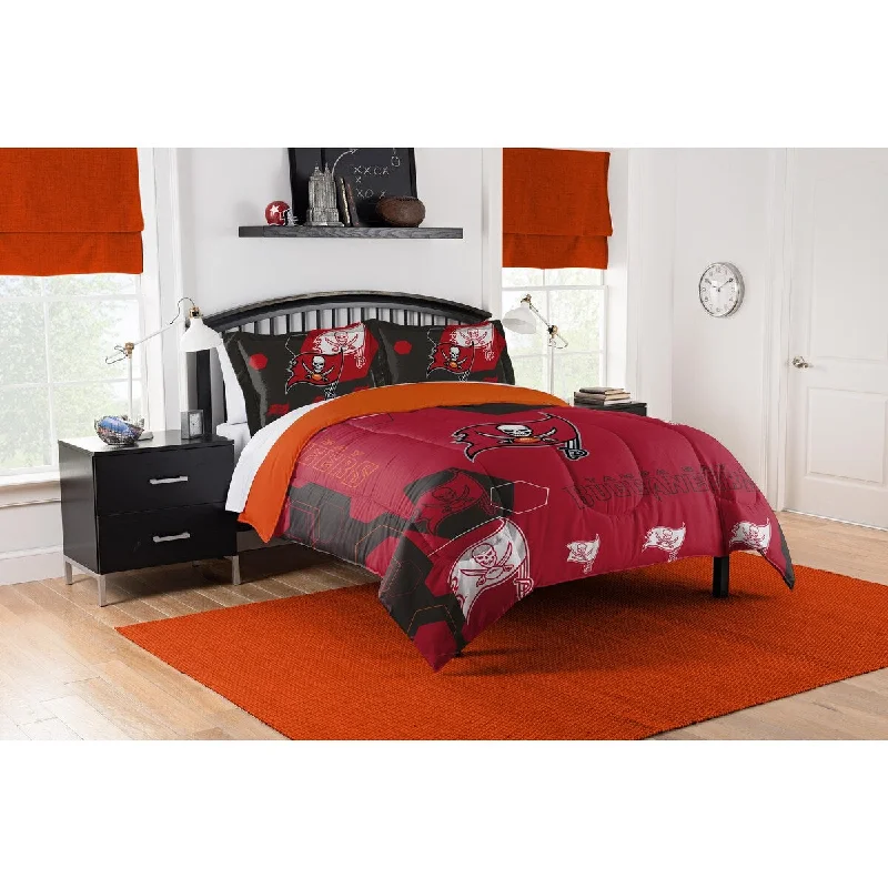 Down - filled comforters for supreme warmth and lightnessNFL 858 Bucs Hexagon King Printed Comforter & Shams Set Down - filled comforters for supreme warmth and lightnessNFL 858 Bucs Hexagon King Printed Comforter & Shams Set