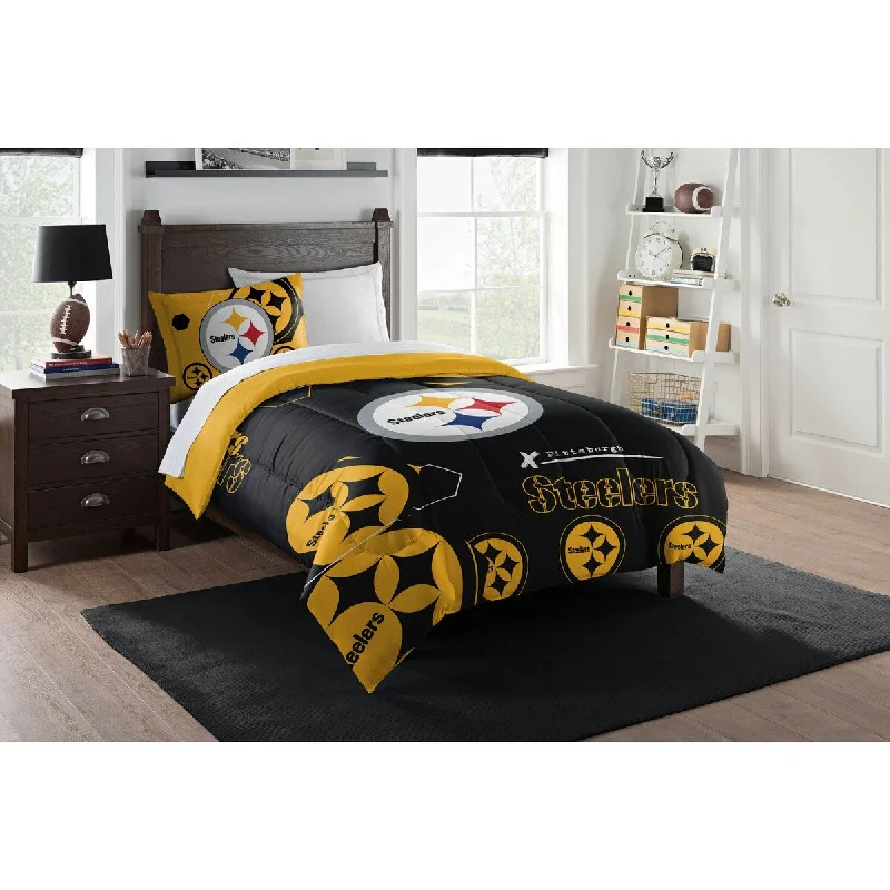 Synthetic - filled comforters like polyester for affordability and hypoallergenic propertiesNFL 862 Steelers Hexagon Twin Comforter