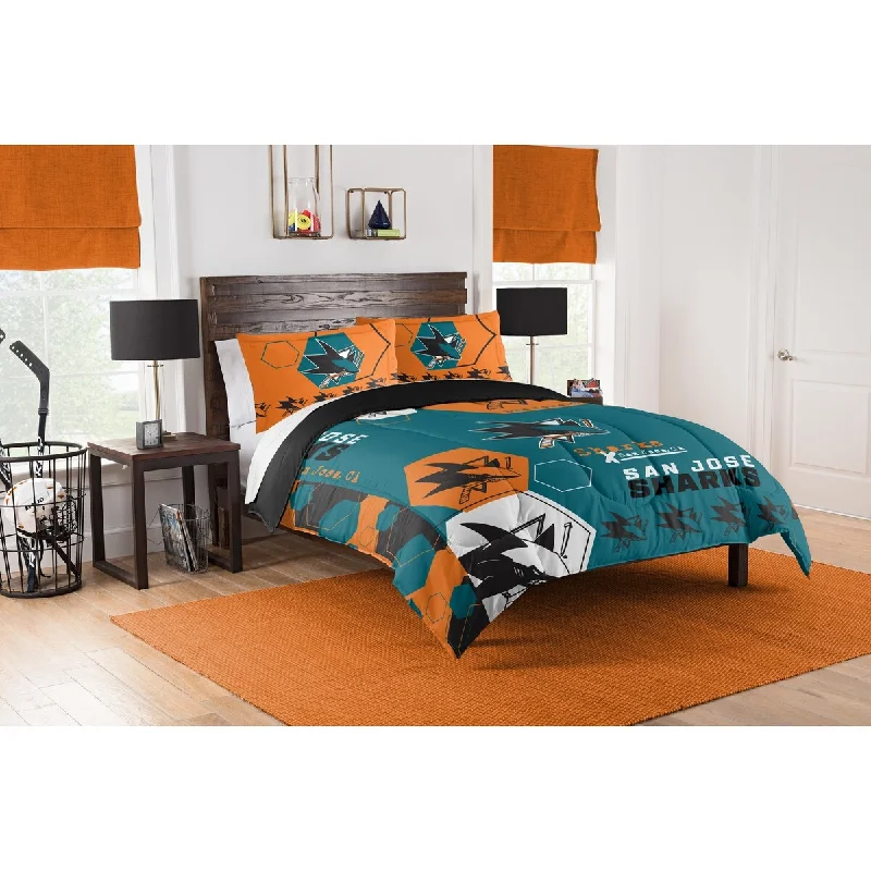 Goose down comforters known for their superior quality and insulationNHL 849 Sharks Hexagon F/Q Comforter Set Goose down comforters known for their superior quality and insulationNHL 849 Sharks Hexagon F/Q Comforter Set