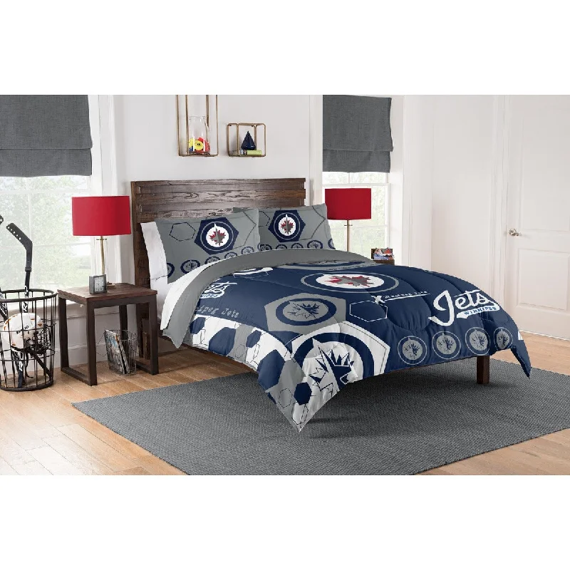 Cotton - filled comforters for a breathable and natural sleep experienceNHL 849 Winnipeg Jets Hexagon F/Q Comforter Set Cotton - filled comforters for a breathable and natural sleep experienceNHL 849 Winnipeg Jets Hexagon F/Q Comforter Set