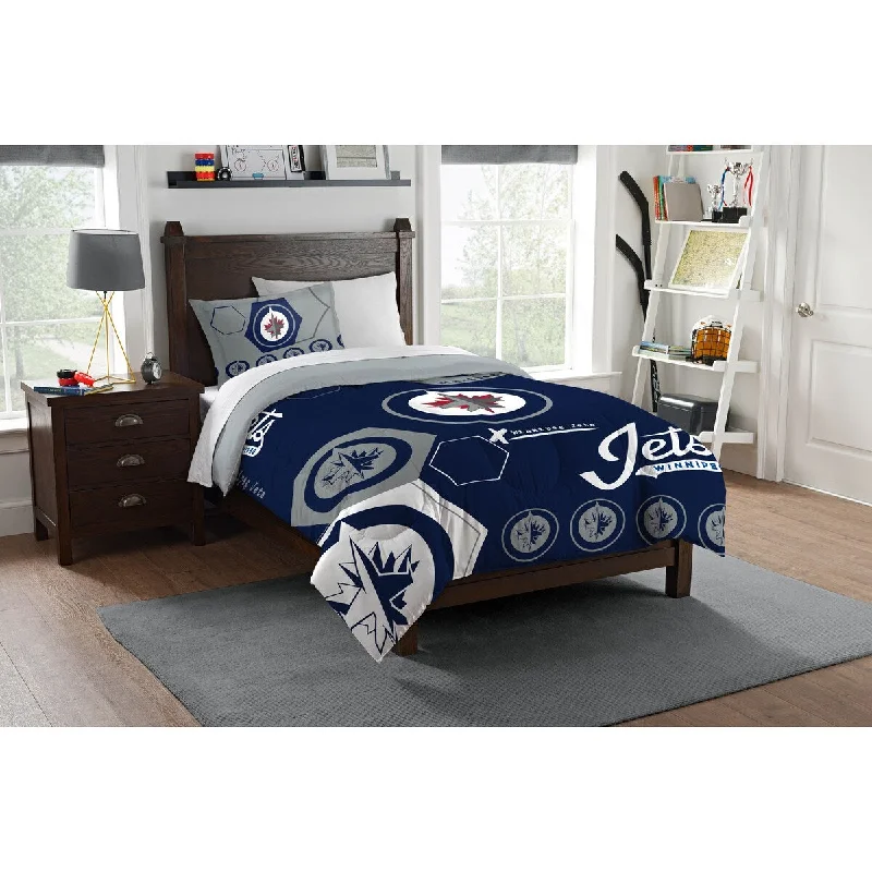 Goose down comforters known for their superior quality and insulationNHL 862 Winnipeg Jets Hexagon Twin Comforter Set Goose down comforters known for their superior quality and insulationNHL 862 Winnipeg Jets Hexagon Twin Comforter Set