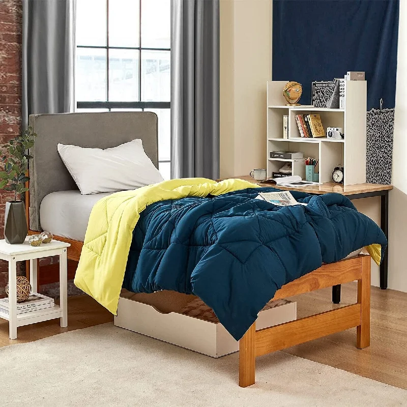 Full - size comforters suitable for full - sized beds in guest rooms or small bedroomsNightfall Navy/Limelight Yellow Reversible Twin XL Comforter Full - size comforters suitable for full - sized beds in guest rooms or small bedroomsNightfall Navy/Limelight Yellow Reversible Twin XL Comforter