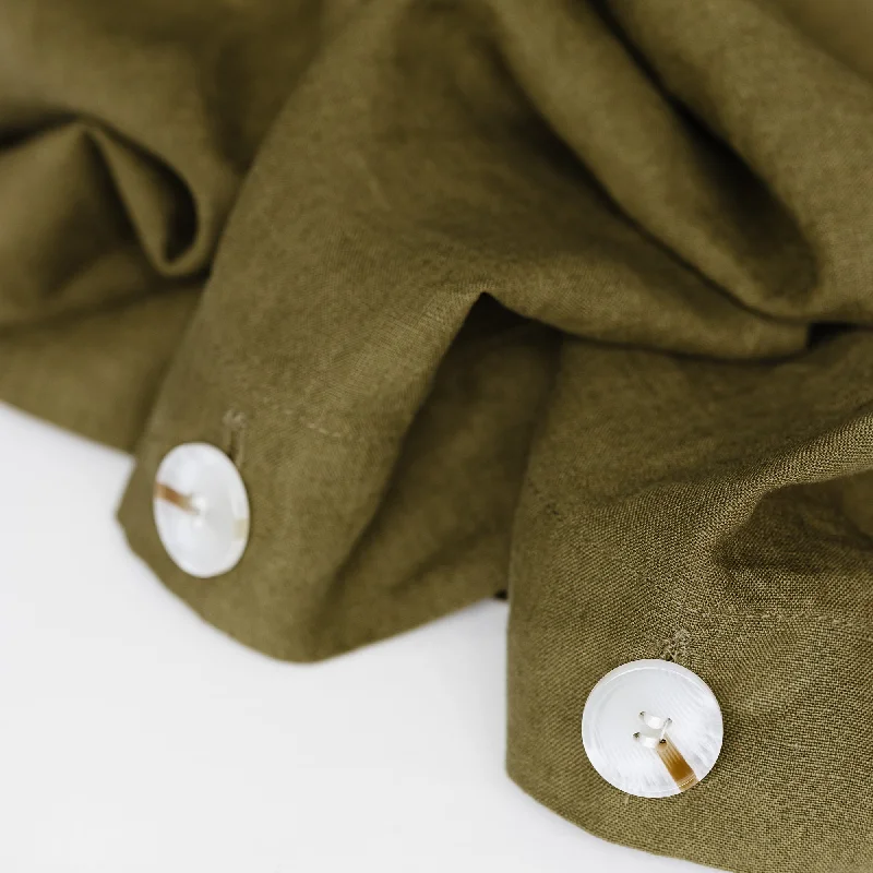 Wrinkle - resistant duvet covers for a neat and tidy lookOlive Green Linen Duvet