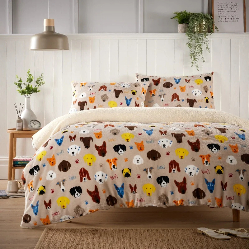 King - size duvet covers to fit large king - sized beds perfectlyDogs Teddy Duvet Set Luxurious Faux Fur Bedding with Reversible Sherpa Fleece Available in Single Double King Sizes Perfect for Winter by OLIVIA ROCCO King - size duvet covers to fit large king - sized beds perfectlyDogs Teddy Duvet Set Luxurious Faux Fur Bedding with Reversible Sherpa Fleece Available in Single Double King Sizes Perfect for Winter by OLIVIA ROCCO