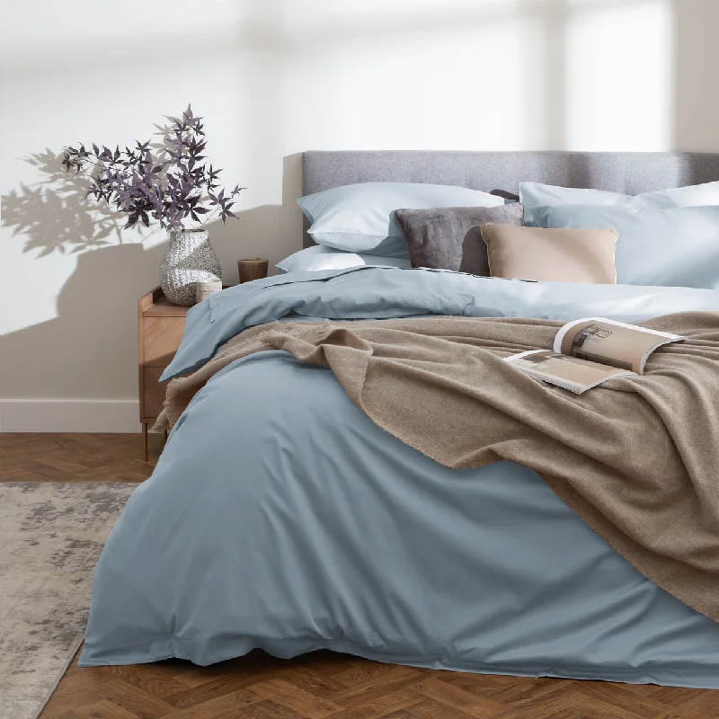 Embroidered duvet covers with intricate needlework for a luxurious touchOrganic Cotton Sateen Duvet Cover - Ice Blue Embroidered duvet covers with intricate needlework for a luxurious touchOrganic Cotton Sateen Duvet Cover - Ice Blue
