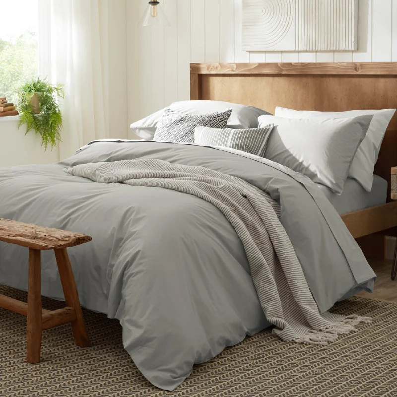 Bamboo - derived duvet covers with antibacterial and moisture - wicking propertiesOrganic Cotton Percale Duvet Cover - Stone Grey Bamboo - derived duvet covers with antibacterial and moisture - wicking propertiesOrganic Cotton Percale Duvet Cover - Stone Grey