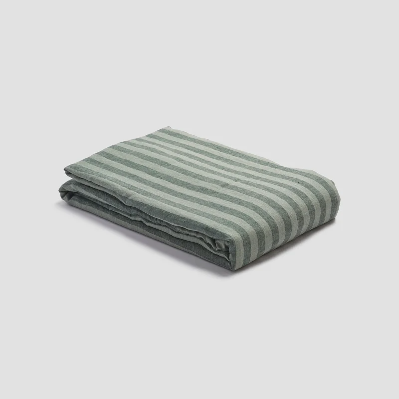High - end luxury duvet covers for a top - tier sleep experiencePine Green Stripe 100% Linen Duvet Cover High - end luxury duvet covers for a top - tier sleep experiencePine Green Stripe 100% Linen Duvet Cover