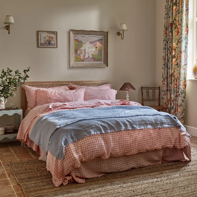 Teen - room duvet covers with trendy and age - appropriate patternsPink Bloom Gingham 100% Linen Duvet Cover Teen - room duvet covers with trendy and age - appropriate patternsPink Bloom Gingham 100% Linen Duvet Cover