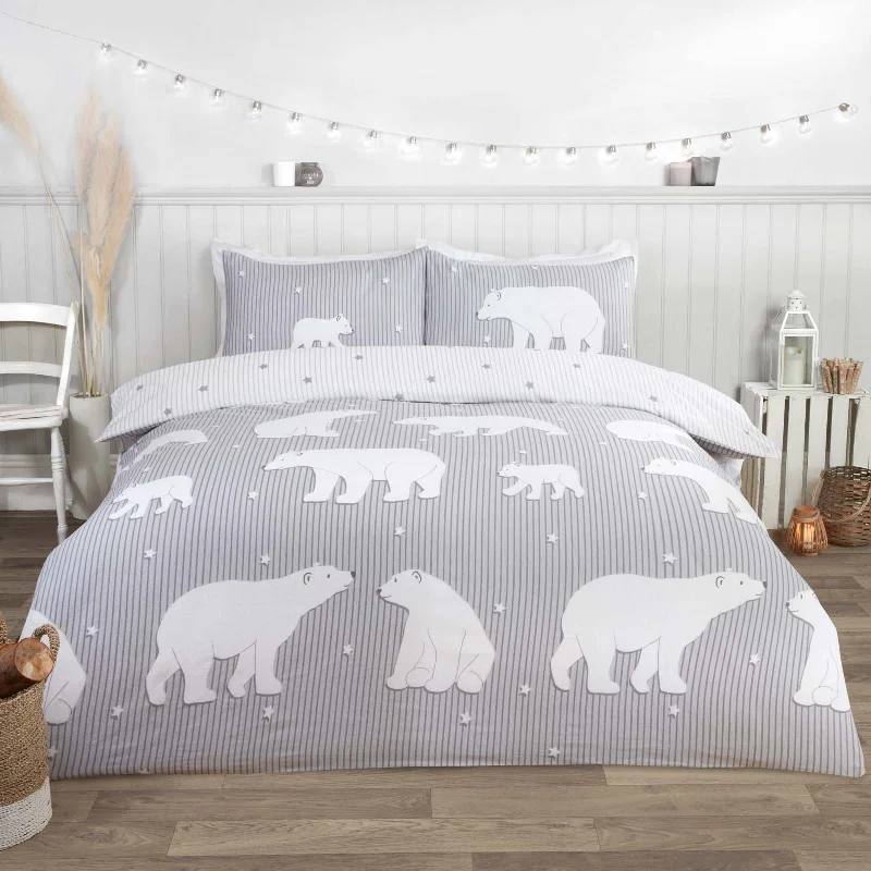 Boho - style duvet covers with vibrant colors and ethnic patternsPolar Bear Flannelette Duvet Cover Set Grey Boho - style duvet covers with vibrant colors and ethnic patternsPolar Bear Flannelette Duvet Cover Set Grey