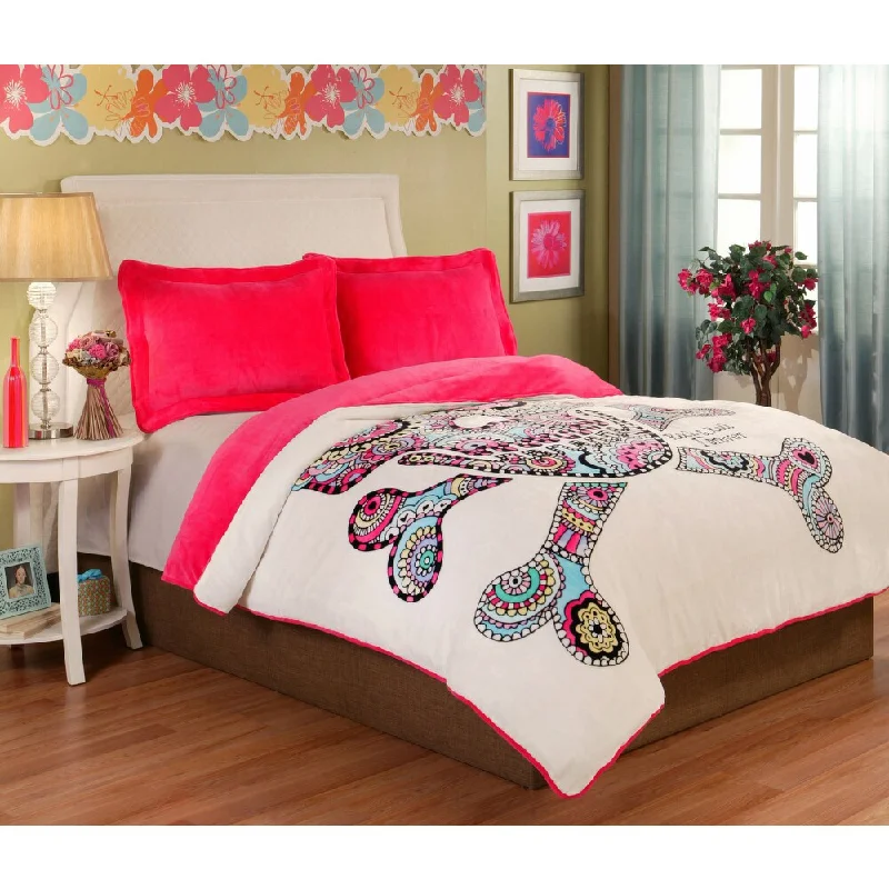 Cotton - filled comforters for a breathable and natural sleep experiencePunk Love Sugar Skull Velvet Plush 3-piece Comforter Set Cotton - filled comforters for a breathable and natural sleep experiencePunk Love Sugar Skull Velvet Plush 3-piece Comforter Set