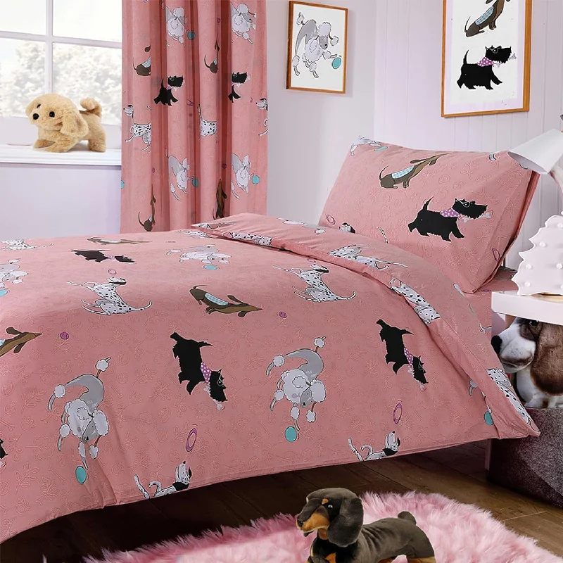 Abstract - designed duvet covers to add an artistic flair to the bedroomPink Dog Print Duvet Cover Set with Matching Curtains Cosy Cotton Blend Bedding for Kids and Adults by OLIVIA ROCCO Abstract - designed duvet covers to add an artistic flair to the bedroomPink Dog Print Duvet Cover Set with Matching Curtains Cosy Cotton Blend Bedding for Kids and Adults by OLIVIA ROCCO