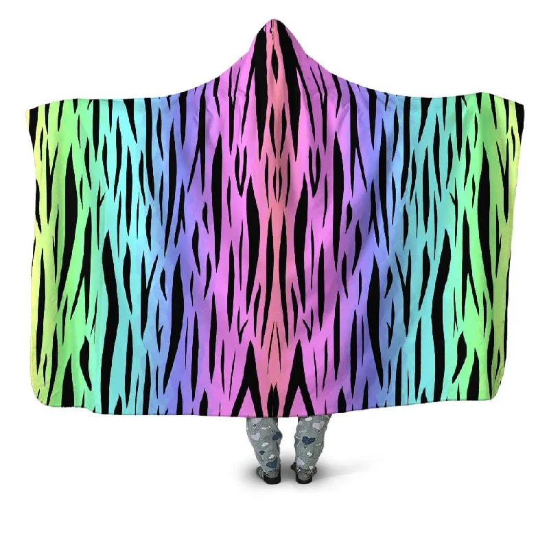 Linen blankets with a rustic and textured lookRainbow Tiger Stripes Hooded Blanket