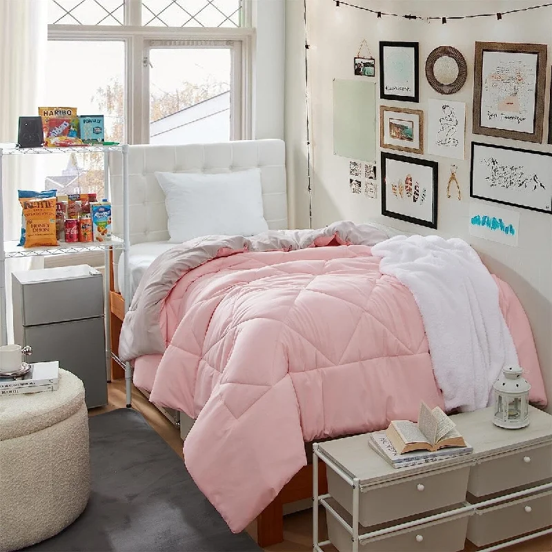 Bamboo - fiber - filled comforters with antibacterial and breathable qualitiesRose Quartz/Stone Taupe Reversible Twin XL Comforter Bamboo - fiber - filled comforters with antibacterial and breathable qualitiesRose Quartz/Stone Taupe Reversible Twin XL Comforter