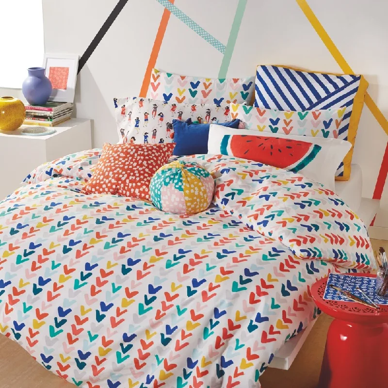 Cotton - filled comforters for a breathable and natural sleep experienceScribble Check Mark Full/Queen 3-piece Reversible Comforter Set - Multi Cotton - filled comforters for a breathable and natural sleep experienceScribble Check Mark Full/Queen 3-piece Reversible Comforter Set - Multi