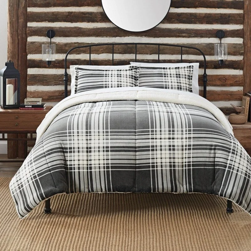 Latex - filled comforters with a bouncy texture and good supportSerta Cozy Plush Plaid 3 Piece Comforter Set Latex - filled comforters with a bouncy texture and good supportSerta Cozy Plush Plaid 3 Piece Comforter Set