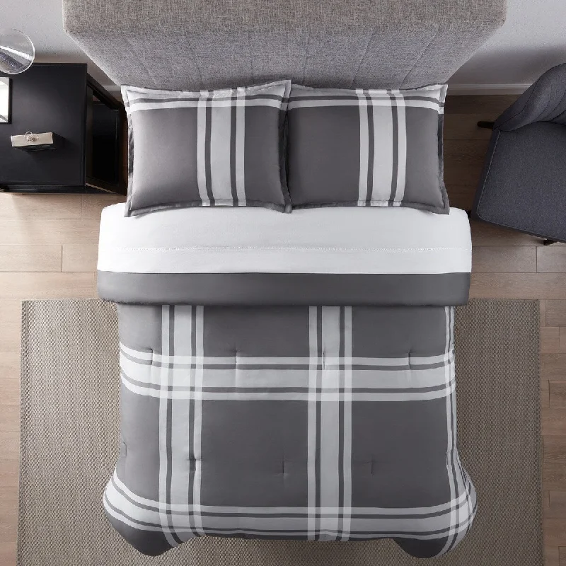 Silk - filled comforters for a luxurious and smooth touchSerta Simply Clean Jax Plaid Antimicrobial Comforter Set Silk - filled comforters for a luxurious and smooth touchSerta Simply Clean Jax Plaid Antimicrobial Comforter Set
