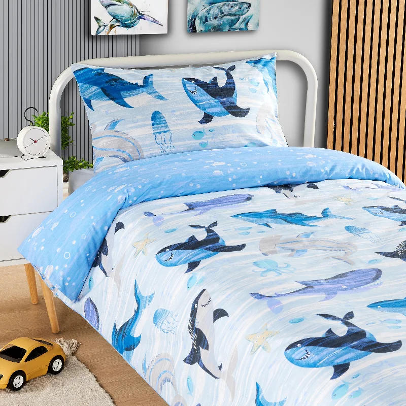 Guest - room duvet covers to make visitors feel welcome and comfortableUnderwater Sharks and Whales Kids Duvet Cover Set Reversible Soft Cotton Marine Life Bedding with Curtains for Boys and Girls by OLIVIA ROCCO Guest - room duvet covers to make visitors feel welcome and comfortableUnderwater Sharks and Whales Kids Duvet Cover Set Reversible Soft Cotton Marine Life Bedding with Curtains for Boys and Girls by OLIVIA ROCCO
