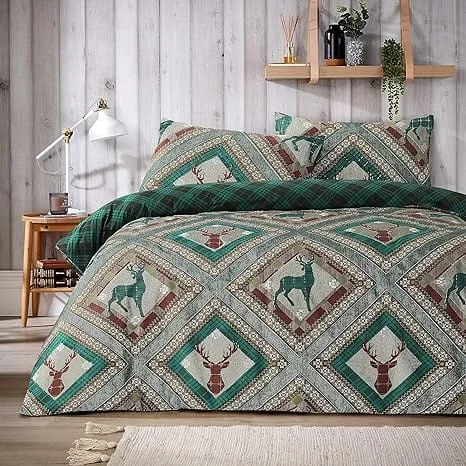 Budget - friendly duvet covers for first - time homebuyers or studentsStag Printed Reversible Polycotton Duvet Cover Set in Single Double King Sizes Skye Collection by OLIVIA ROCCO Budget - friendly duvet covers for first - time homebuyers or studentsStag Printed Reversible Polycotton Duvet Cover Set in Single Double King Sizes Skye Collection by OLIVIA ROCCO