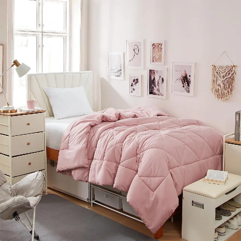 Cotton - filled comforters for a breathable and natural sleep experienceSolid Silver Pink Twin XL Comforter