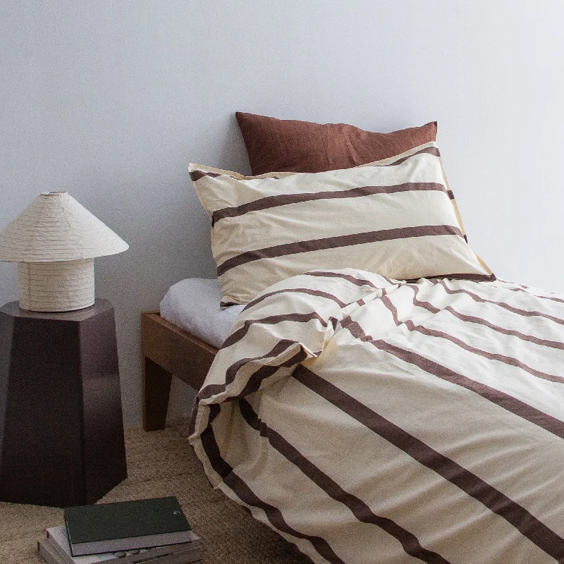 Hotel - quality duvet covers for a luxurious feel at homeStonewash Cotton Duvet Set - Cocoa Stripe, King Single Hotel - quality duvet covers for a luxurious feel at homeStonewash Cotton Duvet Set - Cocoa Stripe, King Single