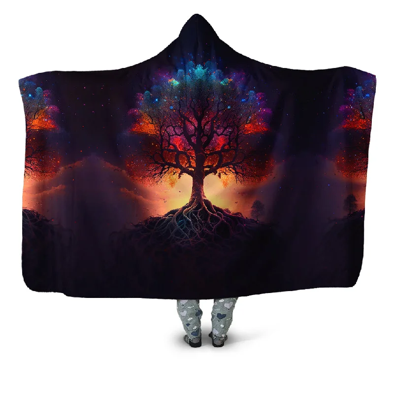 Chenille blankets with a thick and fuzzy textureSunset Fractal Tree Hooded Blanket